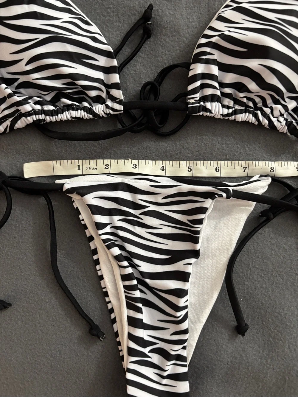 Zebra Print Triangle Bikini Set Size M